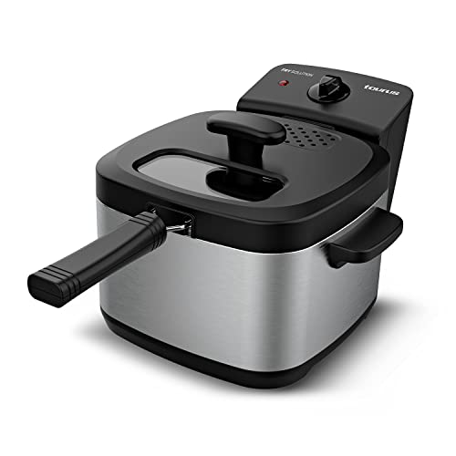 Taurus Fry Solution - Freidora compacta de 1,5L, 2000W, regulador de temperatura de 150 a 190ºC, apta para freír con tapa, totalmente desmontable y apta para lavavajillas