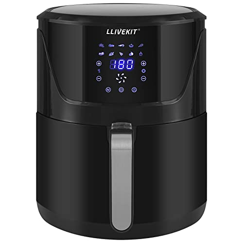 LLIVEKIT Freidora sin Aceite 7L, 1800W Freidora de Aire Caliente, Air Fryer con Pantalla Táctil Digital LED, 10 Programas, Termostato Ajustable y Control de Tiempo, Negro