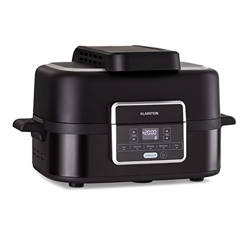 Klarstein Freidora de Aire Caliente 2 en 1 con Parrilla para Cocina, Freidora Sin Aceite Compacta, Potencia 1500W, Capacidad 5 l., Fácil de Limpiar, Freidoras Compactas, Air Fryer con 5 Programas