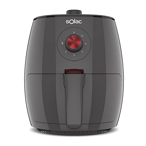 Solac - Freidora sin Aceite Léviter | 1500W | 2.5L | Air Fryer 80-200 Grados | Apta lavavajillas | Temporizador Programable | Diseño Compacto | Temporizador 30min | Freidora Aire | Gris