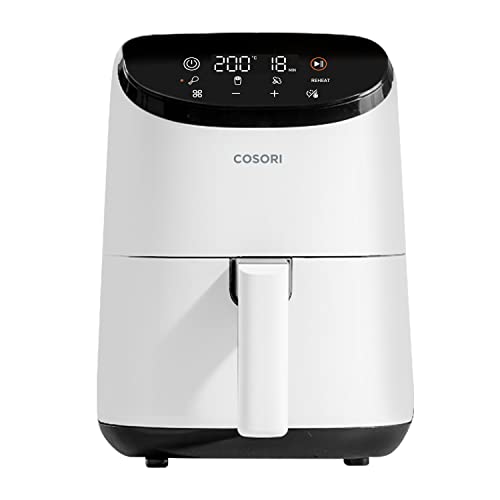 COSORI Freidora sin Aceite 2L, 75-205℃, Freidora Aire Compacta con 30 APP Recetas, Air Fryer 900W, 97% Menos de Aceite, Apta para el Lavavajillas, CAF-211 Blanca