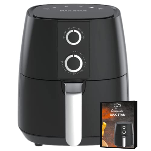 Max Star Freidora sin Aceite 3.8L Control de Temperatura 1450W Sin Aceite Ajuste de Temperatura Apagado Automático Comidas Sanas Dieteticas y Saludables