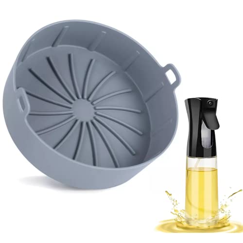 Accesorio Molde Silicona Freidora de Aire sin Aceite mas Pulverizador de Aceite - Recipiente Olla Silicona Airfryer - Cesta Complemento Freidora sin Aceite - Bandeja Silicona Freidora de aire