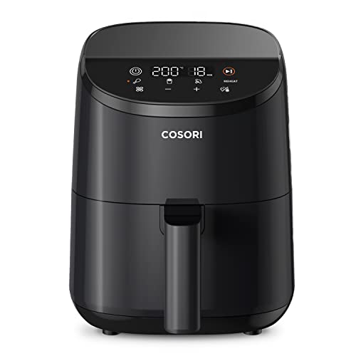 COSORI Freidora sin Aceite 2L, 75-205℃, Freidora Aire Compacta con 30 APP Recetas, Air Fryer 900W, 97% Menos de Aceite, Apta para el Lavavajillas, CAF-211 Negra