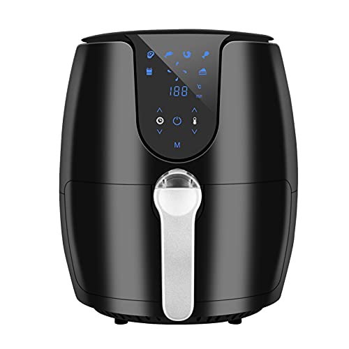 Freidora de aire caliente Airfryer con 6 programas de cocción diferentes, sin aceite, revestimiento antiadherente, pantalla táctil LED con libro de recetas (1500 W)