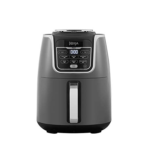 Ninja Air Fryer MAX, Freidora sin Aceite [AF160EU] 6 funciones de cocción, Max Crisp, Asar, Hornear, Recalentar, Deshidratar y Freidora de aire, 5.2 litros, 1750W, Gris/ Negro