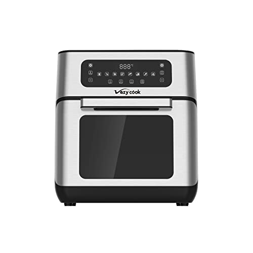 Freidora sin Aceite 10L a 12L con 1500W, Air Fryer 9 en 1, Freidora de aire Horno Caliente con 5 Accesorios Pantalla LED Tactil, Temporizador para Freir, Hornear, Barbacoa etc... (Horno 12L)