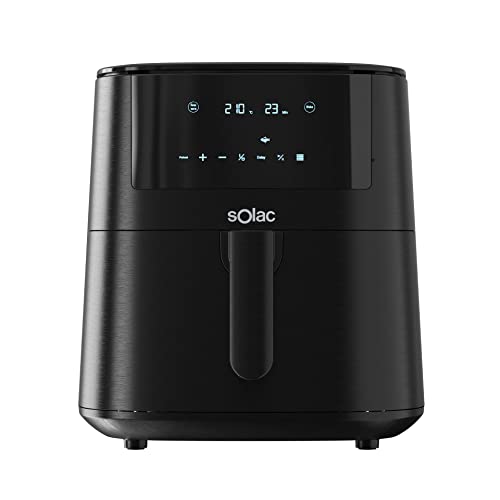 Solac - Freidora sin Aceite Léviter 7L | 1650W | 11 menús | Air Fryer 40-200º | Antiadherente | Apta lavavajillas | Panel control táctil multifunción | Programable Temporizador| Negro