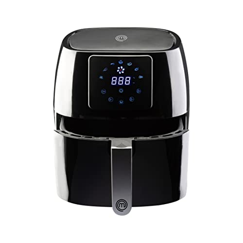 MasterChef Freidora sin Aceite 4,5L, Air Fryer, Horno Aire Caliente con 7 Programas, Rejilla Individual, Temperatura y Temporizador Ajustable, 1400W, Negra, 2-4 Personas