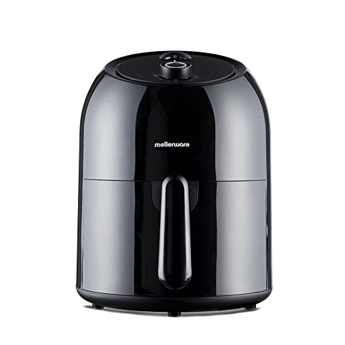 Mellerware - Freidora sin Aceite Crunchy Medium! 1000W | 3,5L | Temporizador Programable | Air Fryer 80-200ºC | Sin BPA/PFOA | Freidora de Aire Análogica | Cestillo Apto Lavavajillas | Black