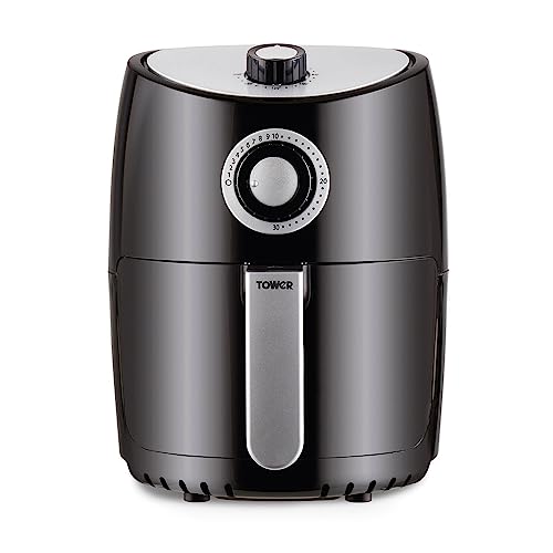 Tower T17023 Freidora de Aire Manual con Tecnología Vortx de Circulación de Aire Rápida: Air Fryer con Temporizador de 30 Minutos: Freidora Sin Aceite de 2.2 L, Negro