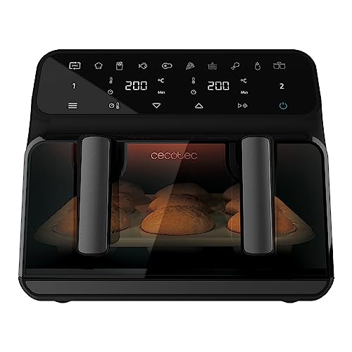 Cecotec Freidora sin Aceite Digital de 9 Litros Cecofry Advance 9000 Window. 2200 W, Dietética, Pared Divisoria Móvil, Temperatura dual de 80-200ºC, Ventana y Tecnología PerfectCook