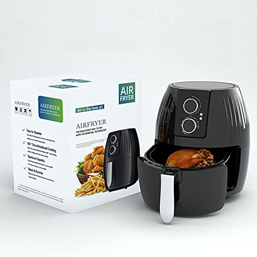 Freidora de aire de 5.5 l con sistema de circulación de aire rápido, temporizador y control de temperatura ajustable, cocina más saludable sin aceite y baja en grasa en el hogar, 1300 W