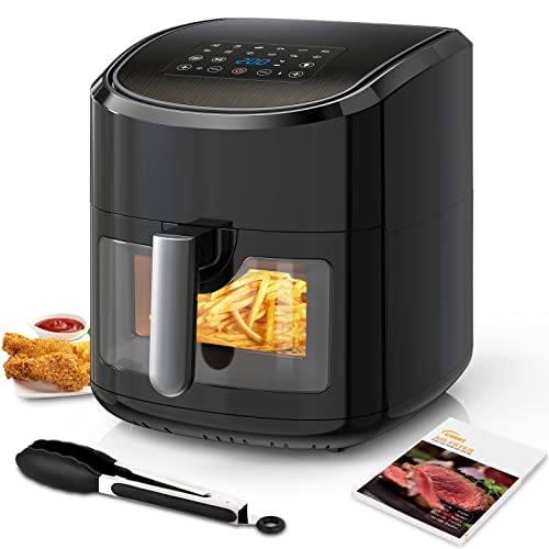 EUARY Freidora Sin Aceite 7.5L,1700W Freidora de Aire Caliente con 17 Programas,AirFryer con 32 Recetas en Español y 12 Programas, Pantalla LED Táctil,Precalentar