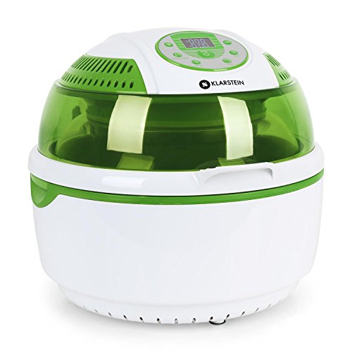 Klarstein Vitair Freidora de Aire Caliente Sin Aceite (1.400W, Multifunción, Calor por Infrarrojo, Programable, 9 Litros de Capacidad, Accesorios Fritura) - Blanco Verde