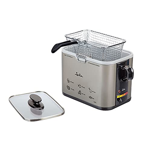 Jata FR326E Freidora de Aceite de 1,3 litros, 1000 W, Libre PFOA, Tapa con Cristal, Fácil limpieza, Estructura Metálica Inox, Temperatura Regulable, Recoge cable