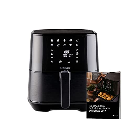 Mellerware - Freidora sin Aceite XL Crunchy! 1500W | 5,5L | 10 Programas Predefinidos | Temporizador Programable | Air Fryer 80-200ºC | Sin BPA/PFOA | Freidora de Aire Pantalla Digital Táctil | Black