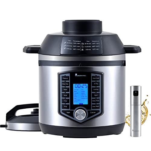 MasterPro FryCook | Kit de Freidora Sin Aceite y Olla a Presión de 1500W y 6L Junto con Spray Pulverizador de Aceite | Con 44 Funciones Automáticas | Olla Express | 12 Programas de Cocinado