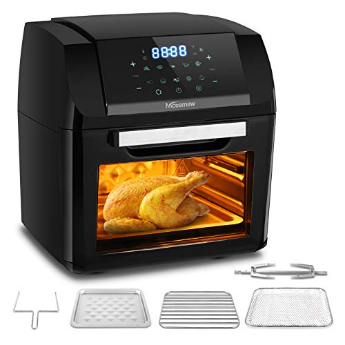 Nictemaw - Freidora eléctrica sin aceite, 12 L, 1500 W con pantalla táctil digital LCD, Freidora de aire con temporizador y temperatura regulable, color negro