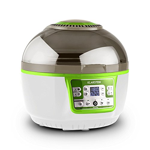 Klarstein VitAir Turbo - Freidora de aire caliente, 1400W, 9L, 50-230°C, Freidora sin aceite, Infrarrojos halógenos, Programas manual/automático, Desconexión automática, LCD, Antiadherente, Verde