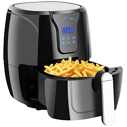 Freidora sin Aceite 3,5L Freidora Aire Caliente 6 Modos Air Fryer Caliente Panel LED Táctil con Recetas Temperatura y Tiempo Regulable Freidora de Aire Caliente para 1-4 Personas Sin BPA