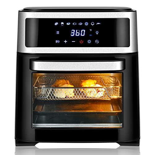 COSTWAY Horno de Aire 13 L, Freidora de Sire 8 en 1 con Pantalla Táctil y 8 Menús Preajustados, Temporizador Regulables, Freidora de Aire Cómoda para Asar Cocer Freír sin Aceite 1700 W