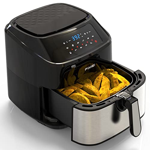 FIMEI Freidora sin Aceite 5.5 L, 1800W Airfryer de acero inoxidable, 10 programas con pantalla digital, sin freidora de aceite freidora de aire (negro)