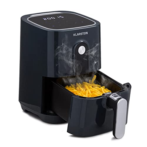 Klarstein Freidora de Aire Caliente de 1400W de Calentamiento Rápido para Cocinas, Freidora Sin Aceite Digital de 2,8 l., Pantalla Táctil, Temporizador, Temperatura Ajustable, Air Fryer 8 Programas