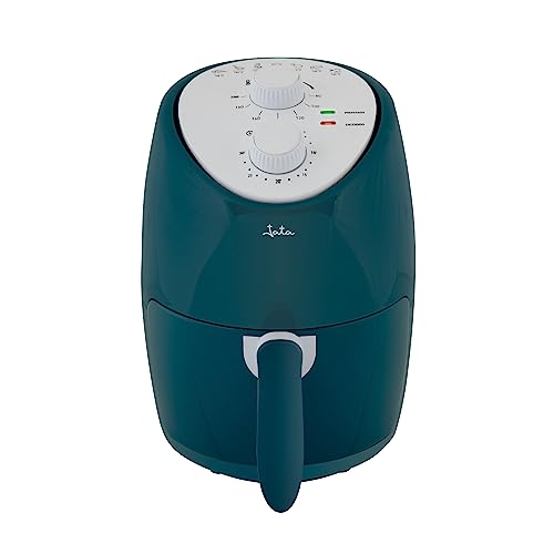 JATA JEFR5392 - Freidora sin aceite de 2 litros. Control de temperatura (80-200º) Temporizador de 30 minutos. Diseño compacto. Cestillo antiadherente. 1000 W. Libre de BPA