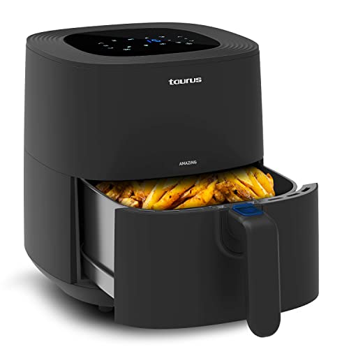 Taurus Amazing AF1701D - Freidora de aire, sin aceite, 5.5L, 1200g patatas, 8 programas, pantalla táctil, temporizador, hasta 200ºC, componentes con recubrimiento antiadherente, libre PFOA y BPA