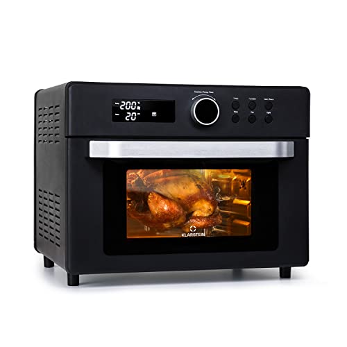 Klarstein Prime Air - Horno freidora sin aceite, horno de aire sin aceite, 1500W, 23l de capacidad, programable, 8 programas, Negro