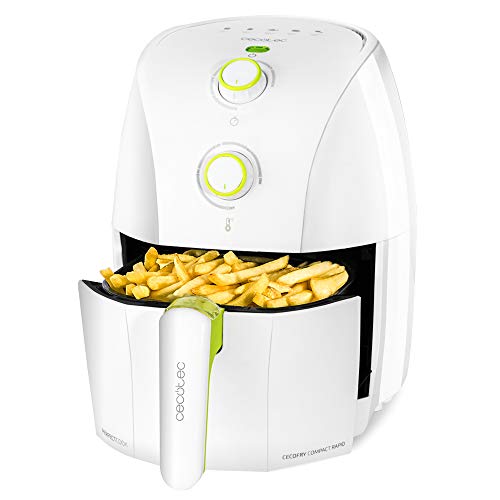 Cecotec Freidora Compacta sin Aceite de 1,5L Aire Caliente Cecofry 900 White. 900 W, Dietética, Tecnología PerfectCook, Función Horno, Capacidad 400g, Temperatura y Tiempo Regulable