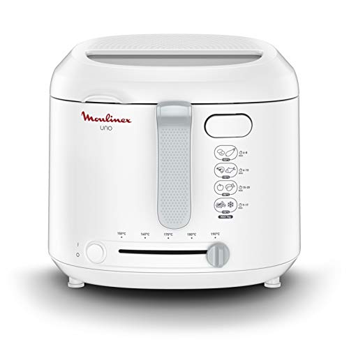 Moulinex - Freidora Uno AF2031 para 4 personas, capacidad de 1 kg, 1,8 l de aceite, color blanco