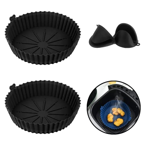 2 Piezas Molde silicona freidora de aire Guantes Accesorios freidora de aire Air fryer accessories bandeja silicona freidora aire Cesta silicona freidora aire Olla de silicona para freidora de aire