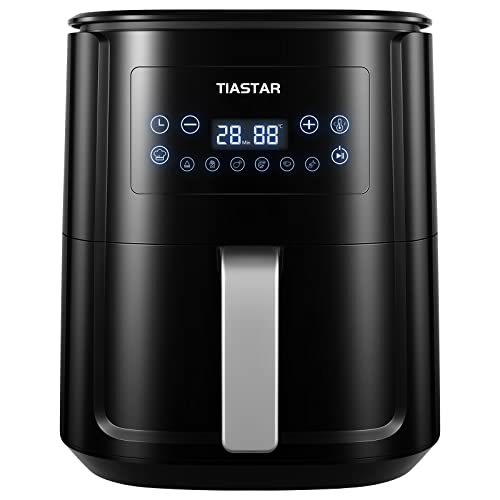 Tiastar Freidora sin Aceite 5,5L, Air Fryer con Pantalla LED Táctil, Tiempo y Temperatura regulable,6 programas,Fácil de Usar y de Limpiar,Freidora Aire Caliente con Cesta Antiadherente, 1700W,Negro