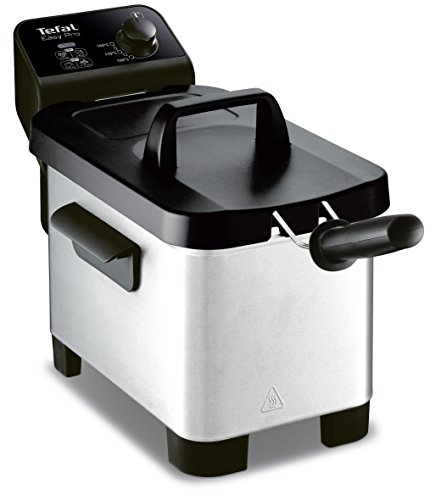 Freidora semiprofesional Easy Pro 3 L Tefal FR331070, zona fría y tapa de almacenaje de color gris/negro.