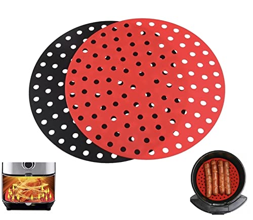 JGR SELECT Alfombrillas Silicona Freidora Aire - 2 Unidades, Reutilizables, Antiadherente - Redondas, Varios Tamaños - Accesorios Freidora Sin Aceite - Accesorios AirFryer (20cm/ 8 Pulgadas)