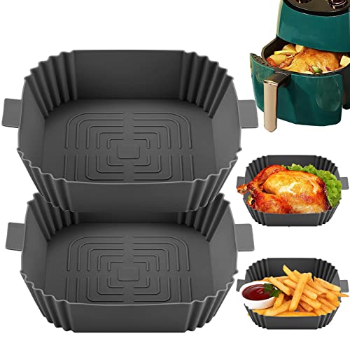 Molde Silicona Freidora de Aire,2 Piezas Accesorios Freidora Sin Aceite Moldes Silicona Freidora Aire Silicona Moldes Air Fryer Para Freidora de Aire Recipientes Utensilios Airfryer