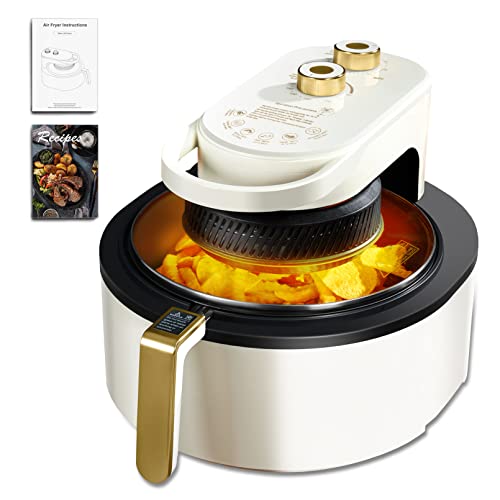 SPAHER Freidora sin Aceite 5.5L Blanco Freidora Aire 1350W Air Fryer con Recetas Airfryer Libre PFOA y BPA | Protección Contra Sobrecalentamiento & Apagado Automático