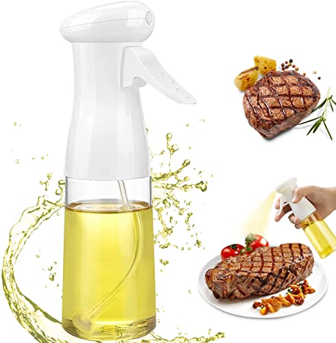 CenDII Pulverizador de Aceite, 7 oz. / 210 ml Dispensador de Aceite de Oliva para Cocina, Portátil Pulverizador Aceite Botella, Spray de Aceite para Cocinar/Ensalada/Hornear/Pan/BBQ- White