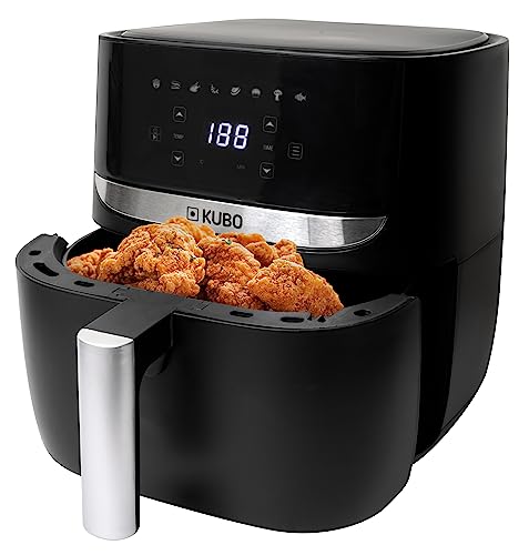 Kubo Freidora Sin Aceite 5.7L, Digital, Temporizador, Antiadherente, 1700 W, Acabados en Acero Inox, Negro