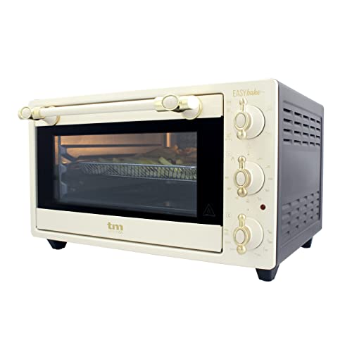 TM Electron EASYBAKE TMPHO020REB minihorno diseño retro con función de freidora sin aceite, 20litros, temperatura regulable 80ºC a 250ºC, 5 funciones, incluye 4 accesorios.