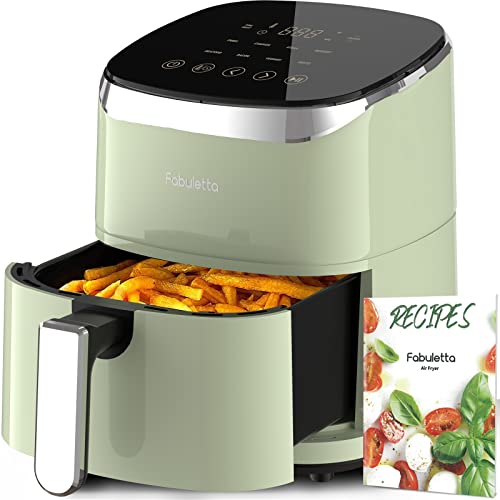 Fabuletta Freidora sin Aceite Inteligente 4L, 75-230℃, 1680W freidora aire caliente, 9 Programas, Cesta Antiadherente, Temperatura y Tiempo Regulable, Air Fryer saludable para 2-4 personas