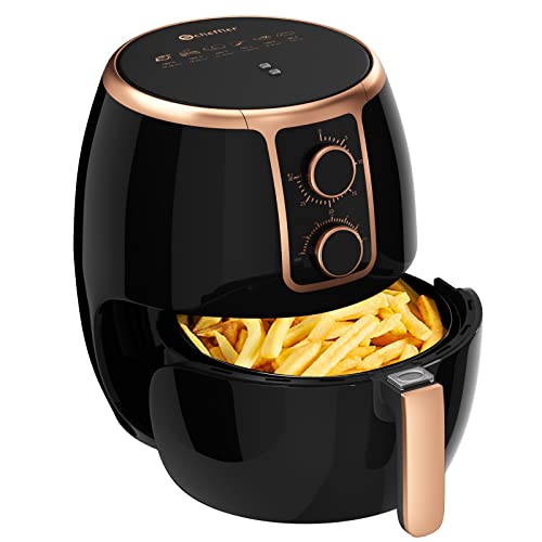 Scheffler Freidora de aire caliente de 3,7 l, 1500 W, freidora de aire caliente sin grasa, temporizador y temperatura ajustable de 80 a 200 ℃, color negro (Airfryer)