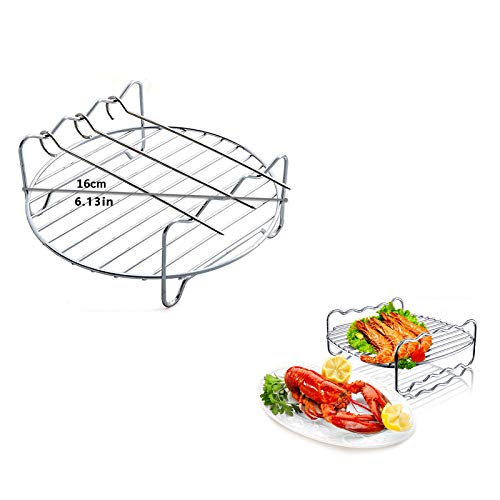 AirFryer - Estante de repuesto para freidora de aire, accesorios y piezas de doble capa con pinchos, soporte de acero inoxidable, apto para lavavajillas para freidora de aire Philips (φ16 cm redondo)