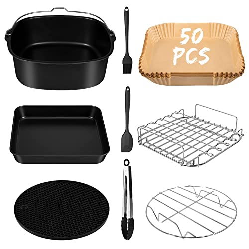 Accesorios freidora sin aceite sólo son adecuados para la freidora de aire COSORI 5,5L, 9 Piezas cuadrados accesorios freidora de aire utensilios molde airfryer air fryer accessories