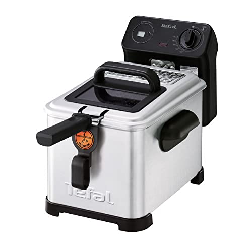 Tefal Freidora Pro Premium Eco 4L FR5160 Digital, Sistema de filtrado, Malla Filtro, Ventana Cristal para Ver la coción, fácil de Usar y de Limpiar, 2400 W, 4 litros, Negro, Acero Inoxidable