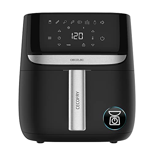 Cecotec Freidora sin Aceite 5,5 L de Aire Caliente con Báscula Cecofry Advance Precision X. 1700 W, Dietética, Táctil, Temporizador, Temperatura Regulable, Acabados Acero Inox