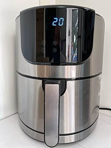 Freidora de aire caliente, 5,5 l, freidora sin aceite, Air Fryer con programas, digital con pantalla LED táctil, tiempo de temperatura ajustable, con recetas italianas