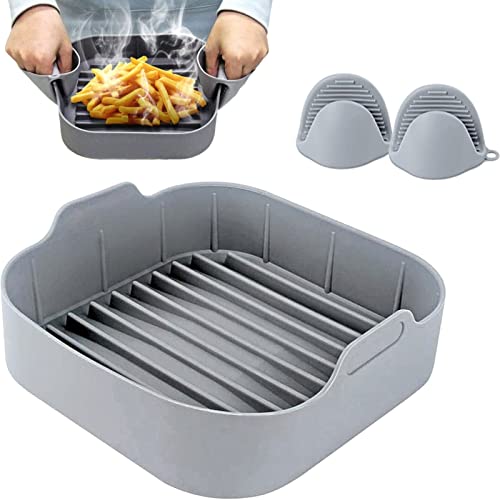 Molde Silicona Freidora Sin Aceite - 2 Guantes Incluidos - Libre de BPA - Apta para Lavavajillas - Olla de Silicona, Accesorio Airfryer Ideal 4.7L, 5.5L, 6.5L.